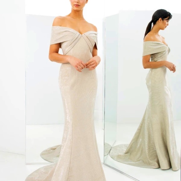 Alexander by Daymor 1367 Off The Shoulder Glitter Dress
